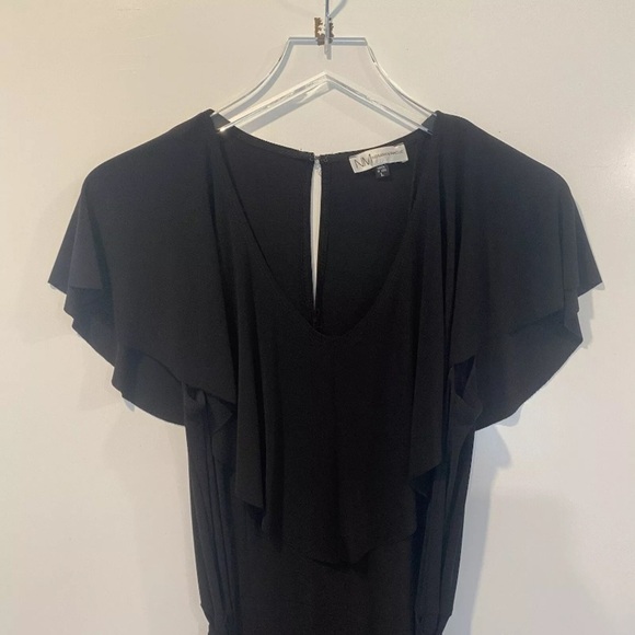 Neiman Marcus Black Stretch Jersey Knit Tie Belted Jumpsuit Womens Large (593) - Picture 2 of 5